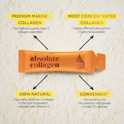 Absolute Collagen Marine Liquid Collagen Supplement for Women - Mango & Mandarin Flavour - Higher Absorption Than Tablets or Powder - 14 x 8000 mg Collagen Sachets per Box