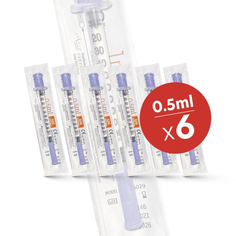 6 x FMS Micro Syringes (32G / 0.5ml / 8mm)